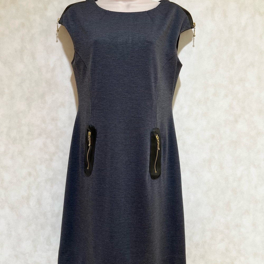 Jessica Howard Charcoal Dress with Gold Zipper Details